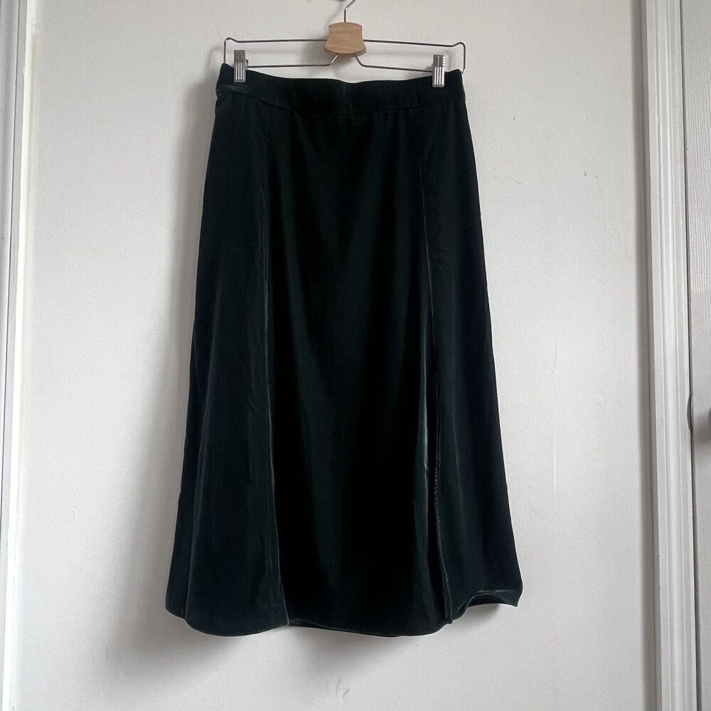 J. Crew Velvet pull-on midi skirt Size M MSRP $128 Slit Holiday ‘25 Festive